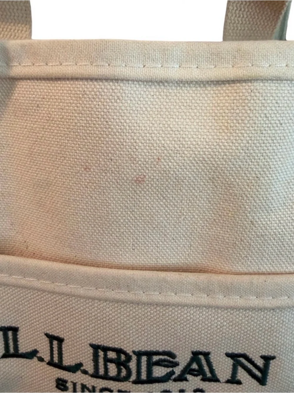 L.L.Bean Limited Edition (only 100 made) cream canvas tote,brown leather handles